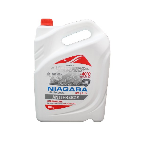 Антифриз G12+ 10kg, красный карбоксилатный готовый -40°C NIAGARA, 182911