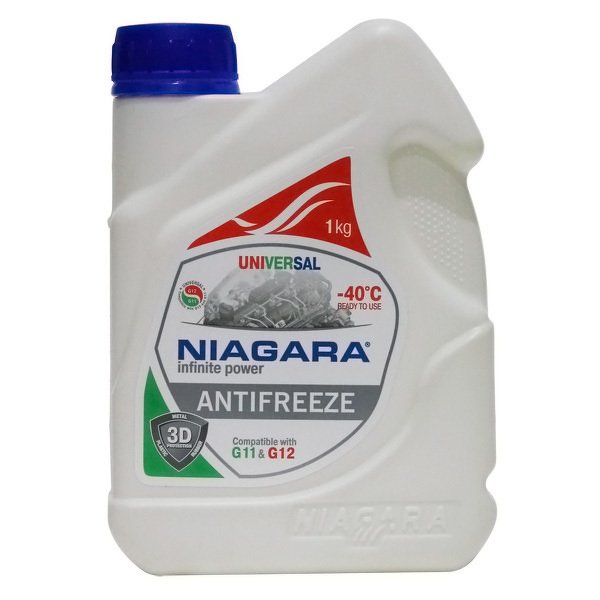 Антифриз 1kg, универсальный (бесцветный) совместим с G11G12 готовый -40°C NIAGARA, 227016