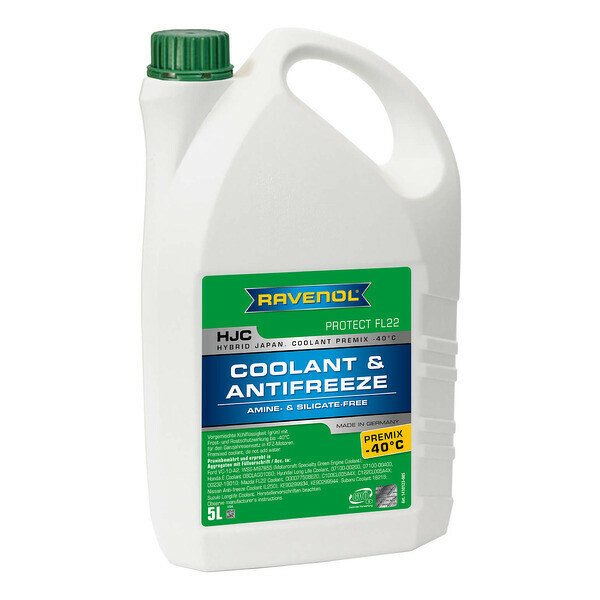 Антифриз ГОТОВЫЙ К ПРИМ. ЗЕЛЕНЫЙ RAVENOL HJC HYBRID JAPANESE COOLANT PREMIX -40 C (5Л) ГЕРМАНИЯ RAVENOL, 4014835755956