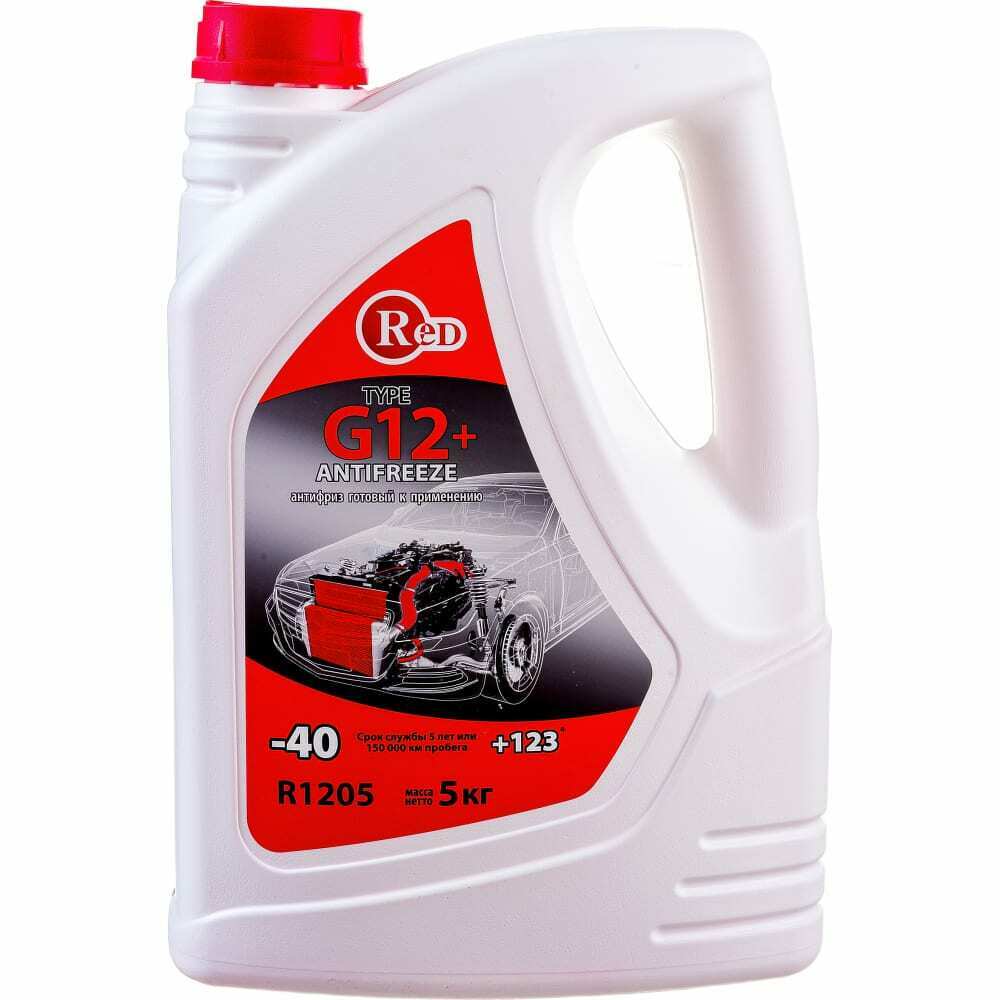 Антифриз, готовый к применению G12 КРАСНЫЙ 5кг R1205 RED, R1205