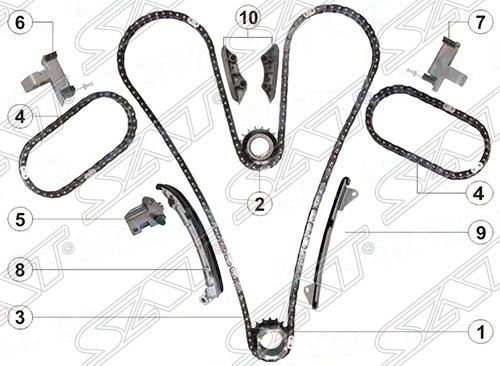 TK-0101_Комплект цепи ГРМ SAT, TKTY210J