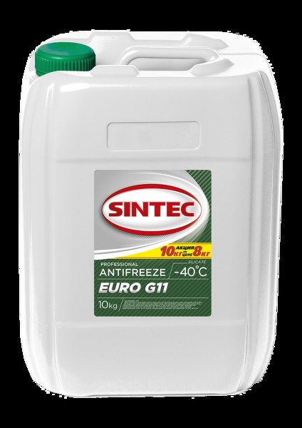 Антифриз Sintec ANTIFREEZE Euro (зеленый)10кг АКЦИЯ 2кг бесплатно, 800520 SINTEC, 800520