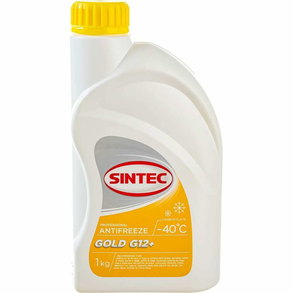 Антифриз Sintec Gold G12+ yellow -40 1кг SINTEC, 800525