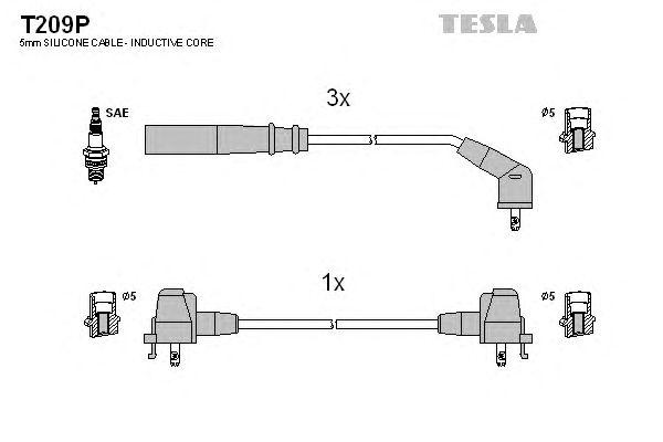 Комплект проводов зажигания TESLA, T209P