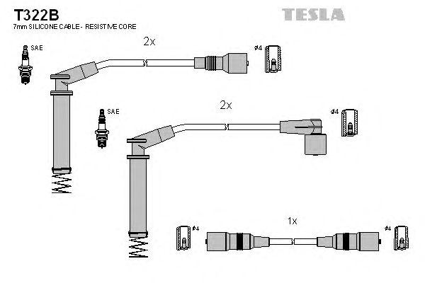 Комплект высоковольтных проводов TESLA, T322B