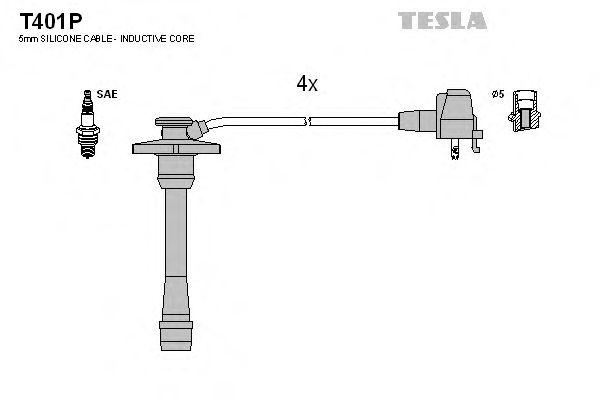Комплект высоковольтных проводов TESLA, T401P
